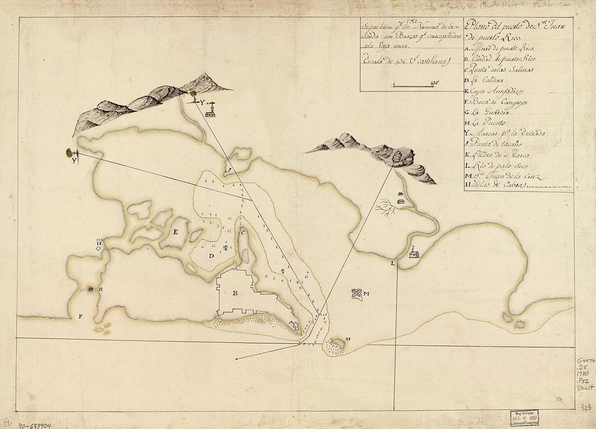 Plano Del Puerto De Sn. Juan De Puerto Rico 1780 by Relic Map Company