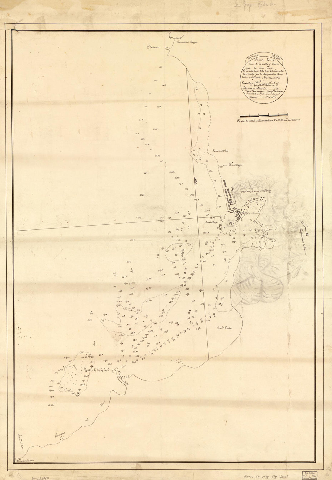 This old map of Plano Geométrico De La Rada Y Carenero De San Jorge En La Costa Occidl. De La Ysla De La Granada from 1793 was created by  in 1793