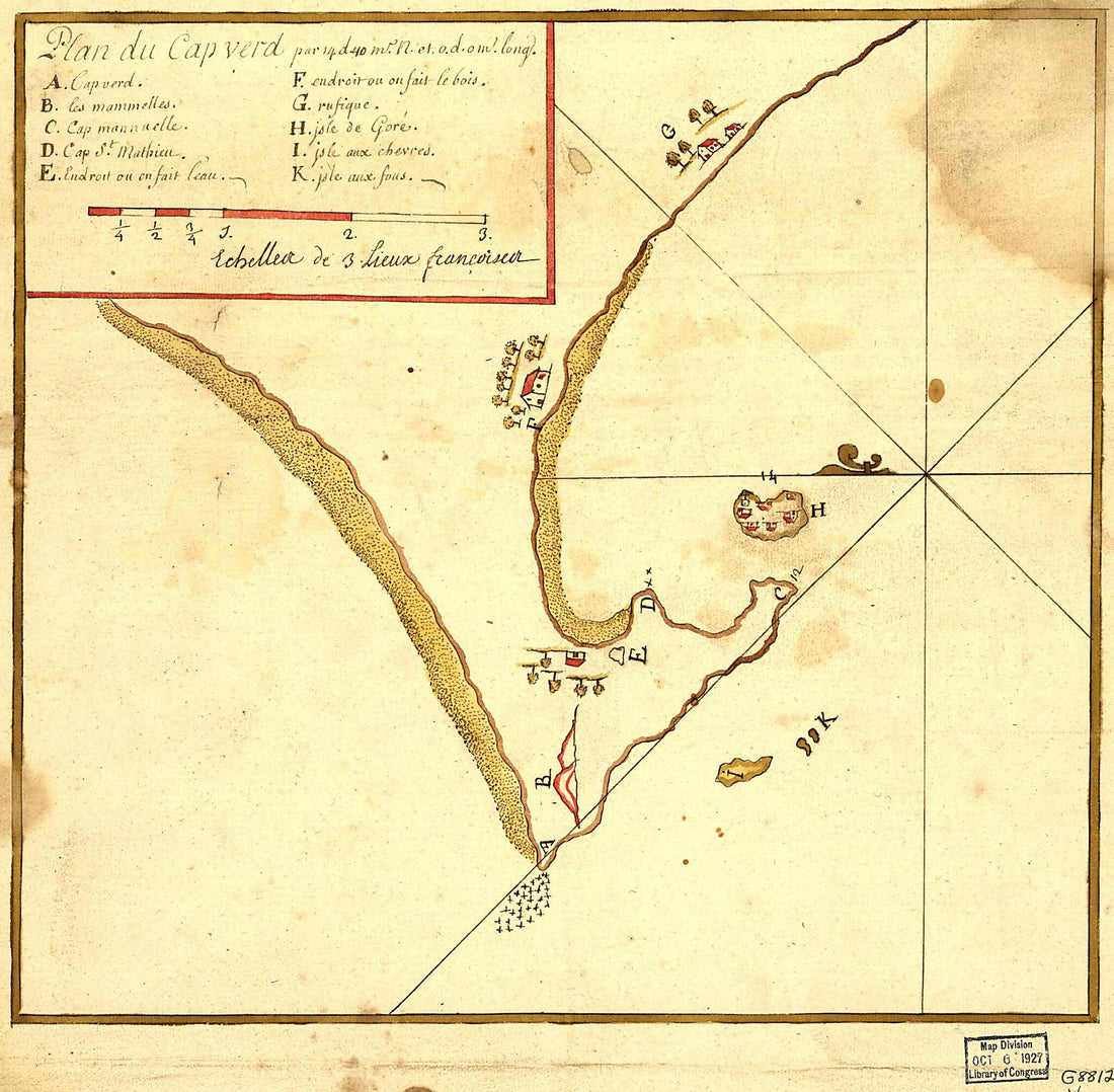 This old map of Plan Du Cap Verd Par 14 D. 40 M. N. Et 0 D. 0 M. Long from 1700 was created by  in 1700
