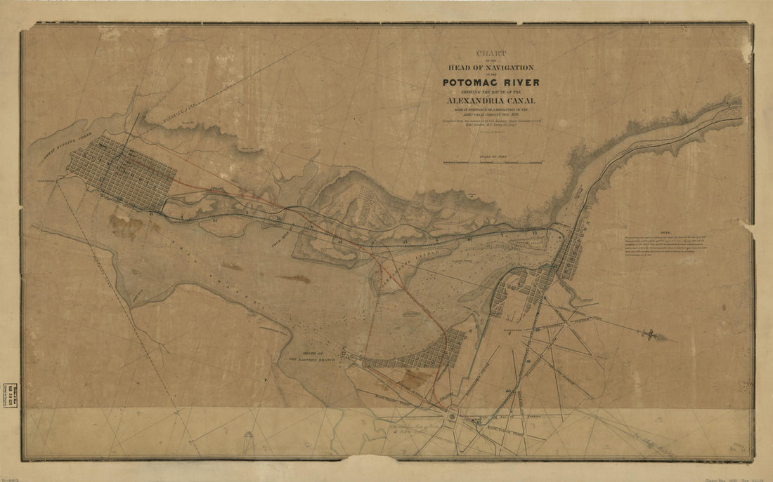 This old map of Chart of the Head of Navigation of the Potomac River Shewing the Route of the Alexandria Canal : Made In Pursuance of a Resolution of the Alex&