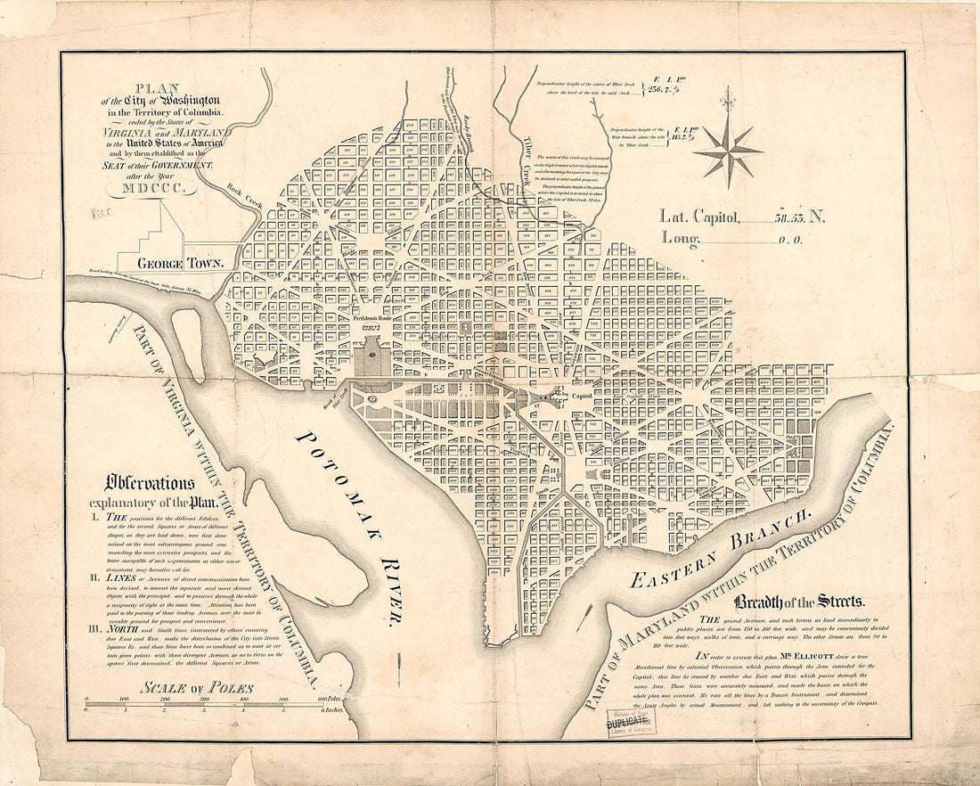 This old map of Plan of the City of Washington In the Territory of Columbia : Ceded by the States of Virginia and Maryland to the United States of America, and by Them Established As the Seat of Their Government After the Year MDCCC from 1792 was created