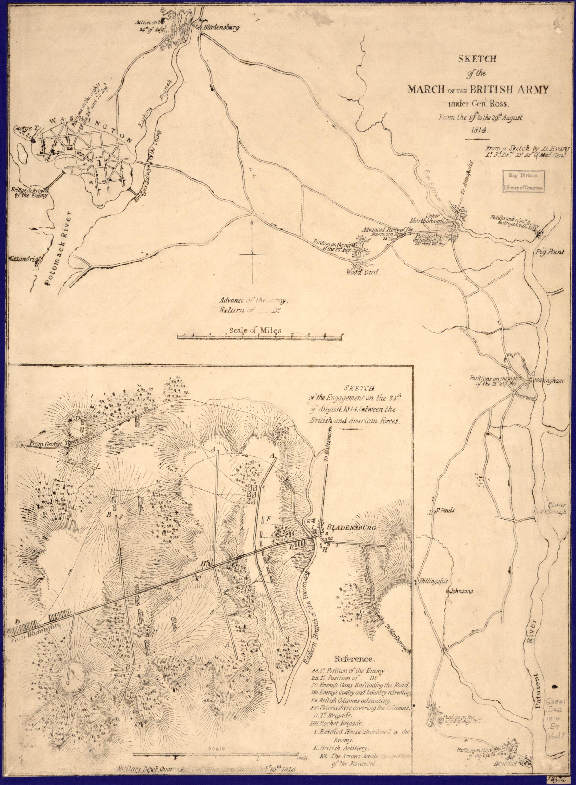 This old map of Sketch of the March of the British Army Under Gen&