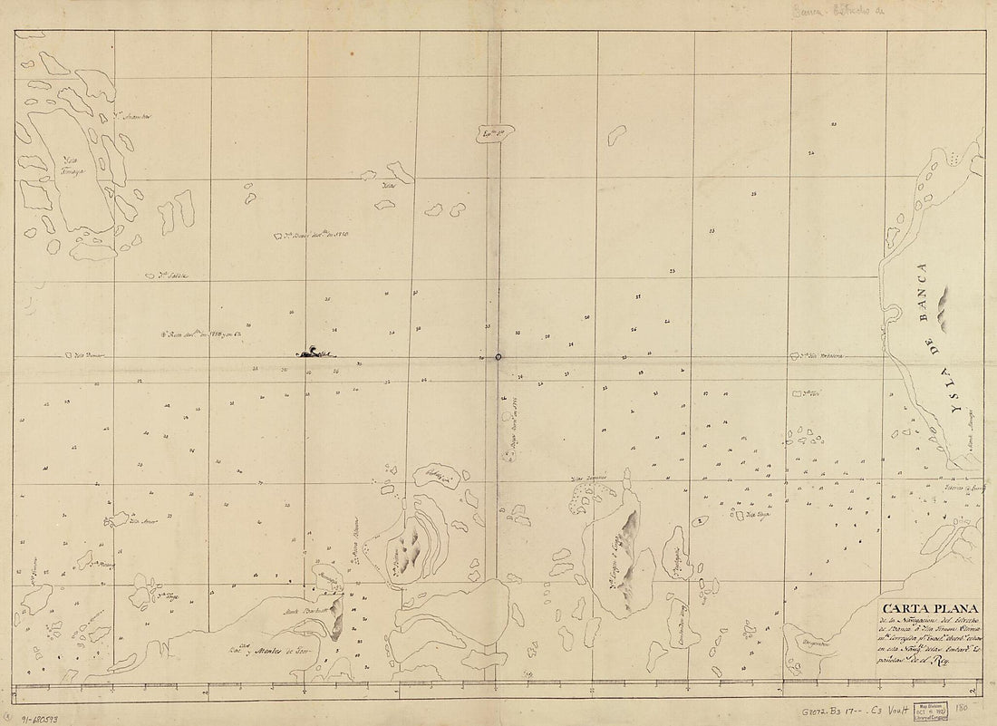 This old map of Carta Plana De La Navegación Del Estrecho De Banca a Ysla Timon Ultimamte. Corregida Pr. Exacts. Obserbs. Echas En Esta Navegn. De Las Embarcs. Españolas De El Rey from 1700 was created by  in 1700