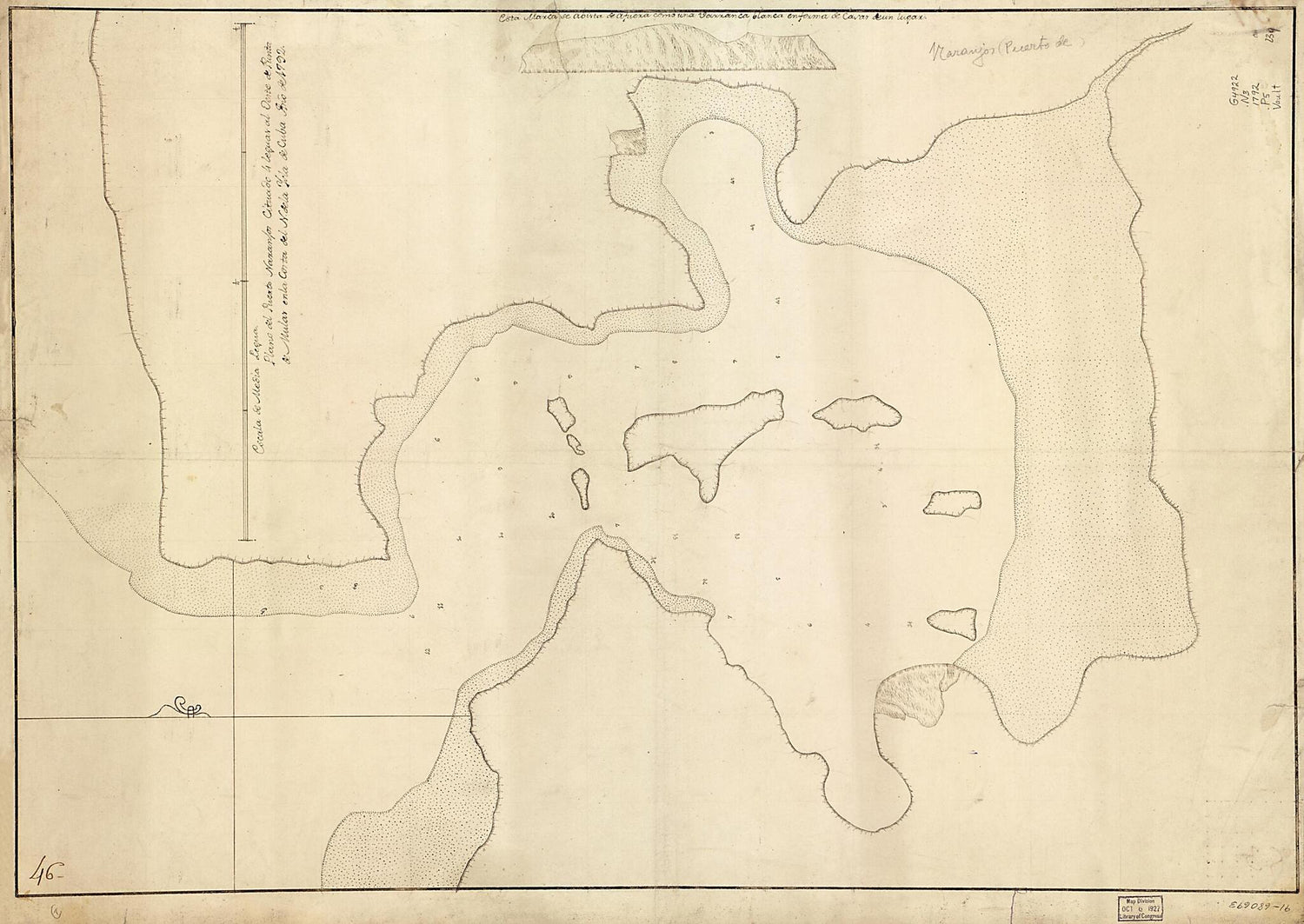 This old map of Plano Del Puerto Naranjos Cituado 4 Leguas Al Oeste De Punta De Mulas En La Costa Del N. De La Ysla De Cuba from 1792 was created by  in 1792