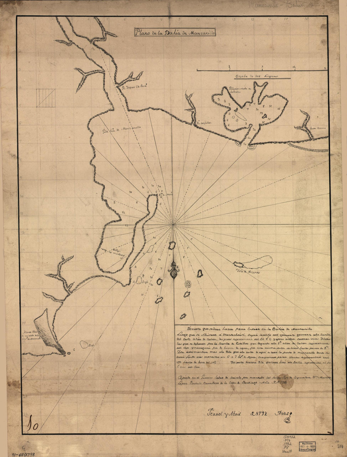 Plano De La Bahía De Manzanillo 1732 by Relic Map Company