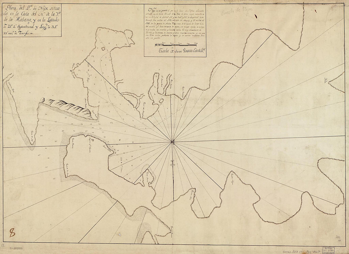 Plano Del Pto. De Nipe Situado En La Costa Del N. De La Ya. De La Habana Y En La Latitud De 21⁰10ʹ Septemtrional Y Longd. De 301⁰33ʹ, Mero. De Tenerife 1700 by Relic Map Company