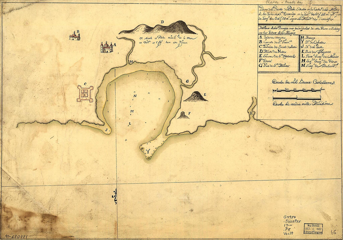 Plano Del Puerto De Plata Situado En La Costa Del Norte De La Ysla De Sto. Domingo En La Latd. De 19 Gs. 43 Ms. N. Y En La Longd. De 306 Gs. 18 Ms. Segun El Merido. De Tenerife 1700 by Relic Map Company