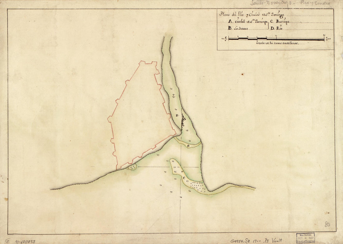 This old map of Plano Del Río Y Ciudad De Sto. Domingo from 1700 was created by  in 1700