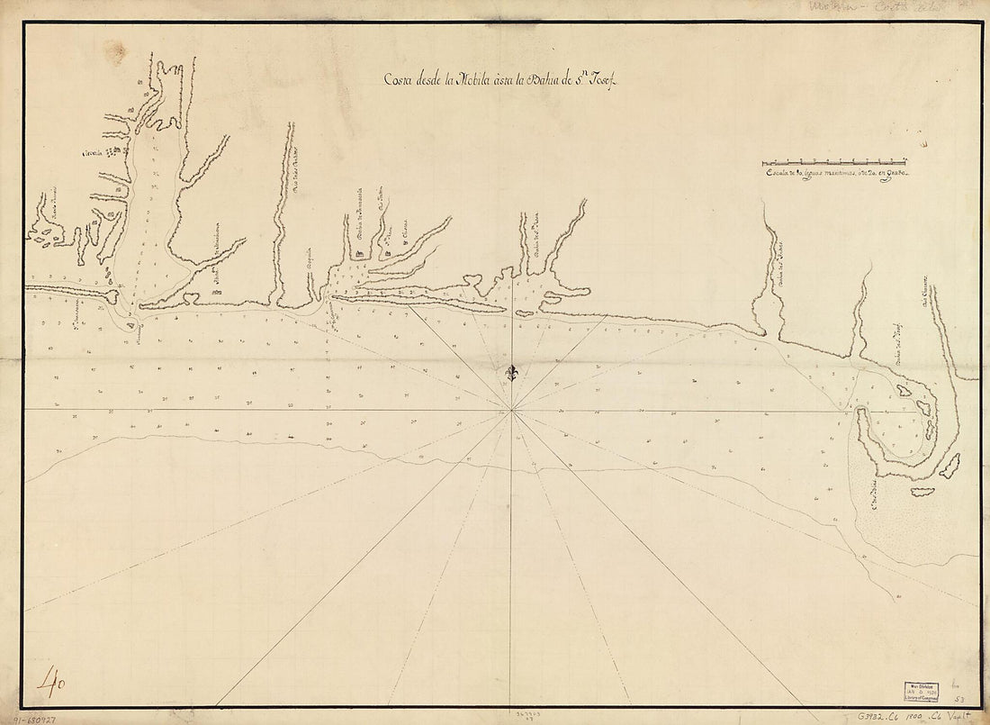 This old map of Costa Desde La Mobila Asta La Bahía De Sn. Josef from 1800 was created by  in 1800