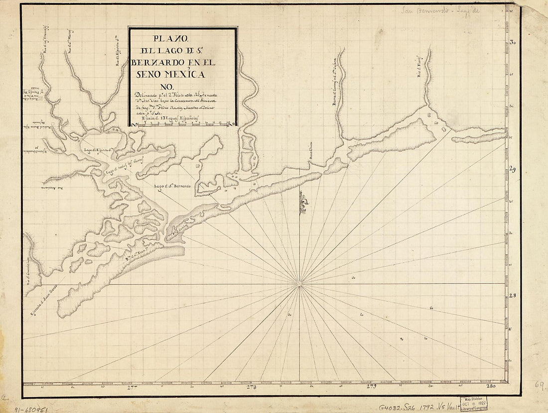 This old map of Plano Del Lago De Sn. Bernardo En El Seno Mexica No from 1792 was created by Antonio Vico in 1792