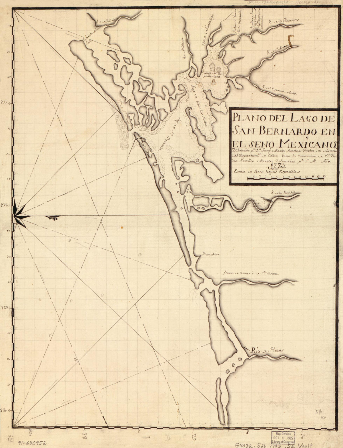 Plano Del Lago De San Bernardo En El Seno Mexicano 1783 by Relic Map Company