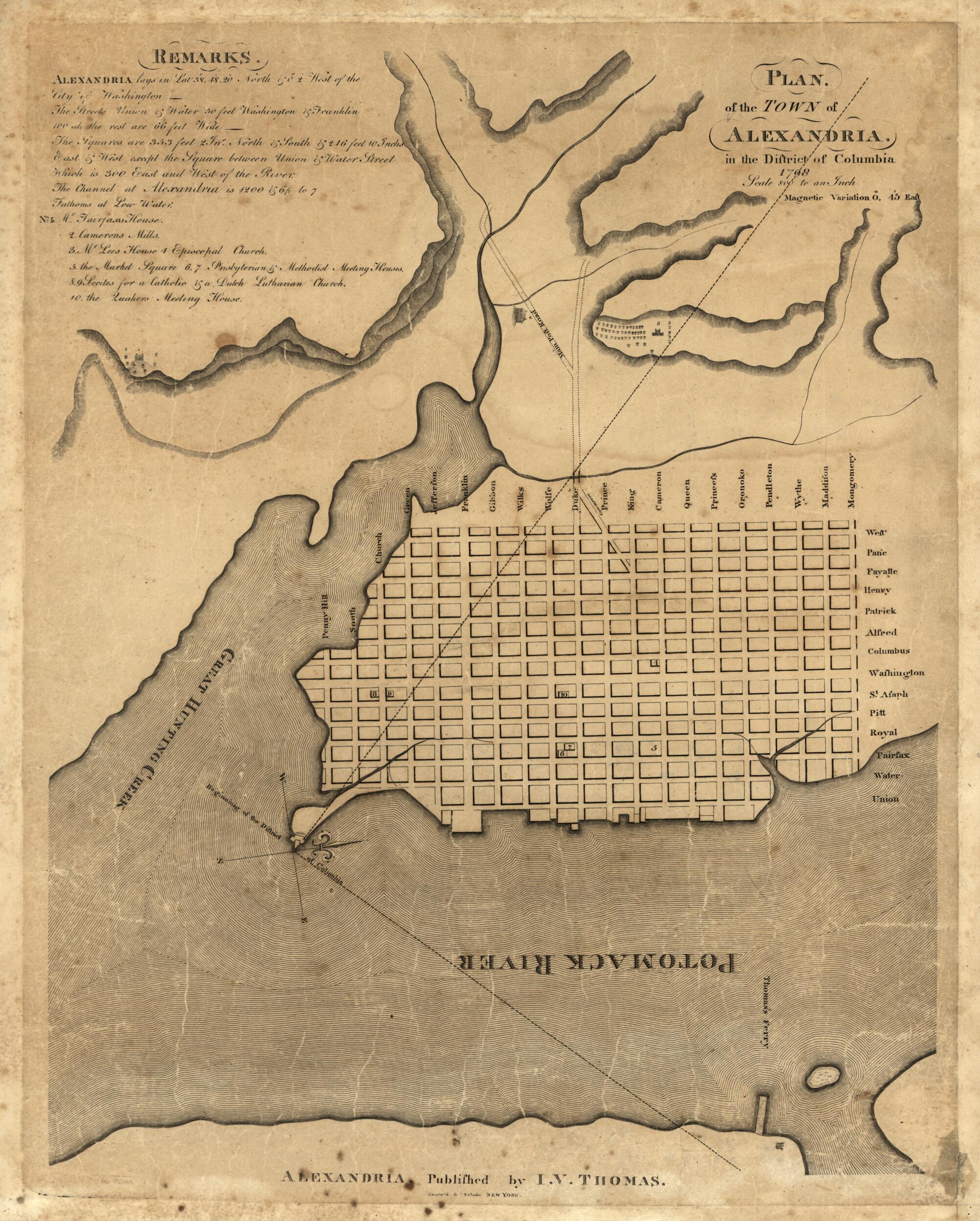 This old map of Plan of the Town of Alexandria In the District of Columbia, from 1798 was created by Thomas Clarke, George Gilpin, John V. Thomas in 1798