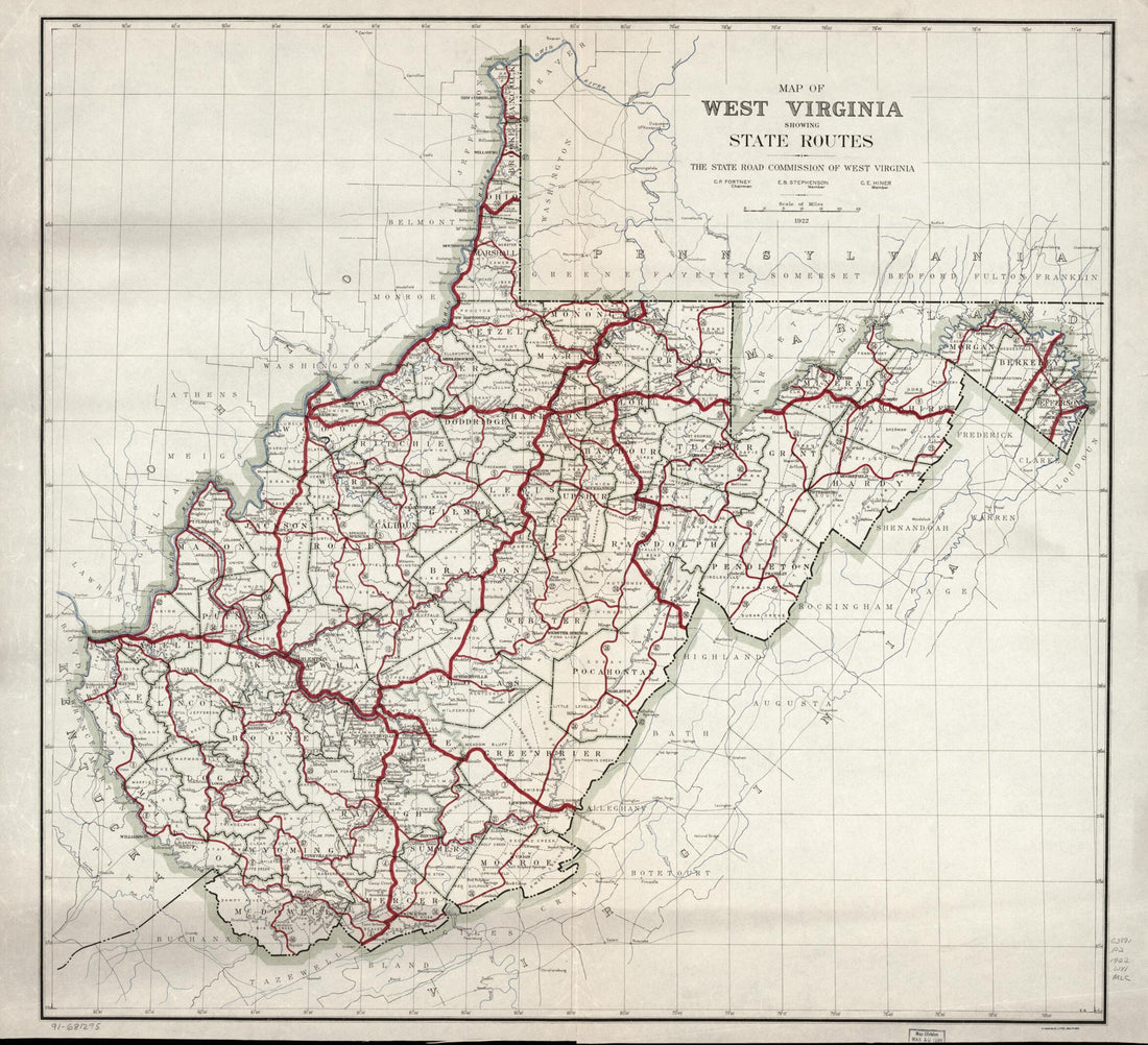 This old map of Map of West Virginia Showing State Routes from 1922 was created by  West Virginia. State Road Commission in 1922