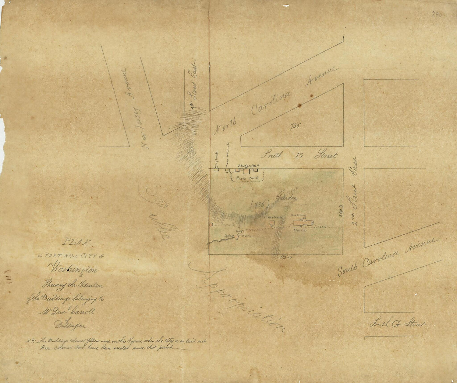 This old map of Plan of Part of the City of Washington Shewing the Situation of the Buildings Belonging to Mr. Dan&