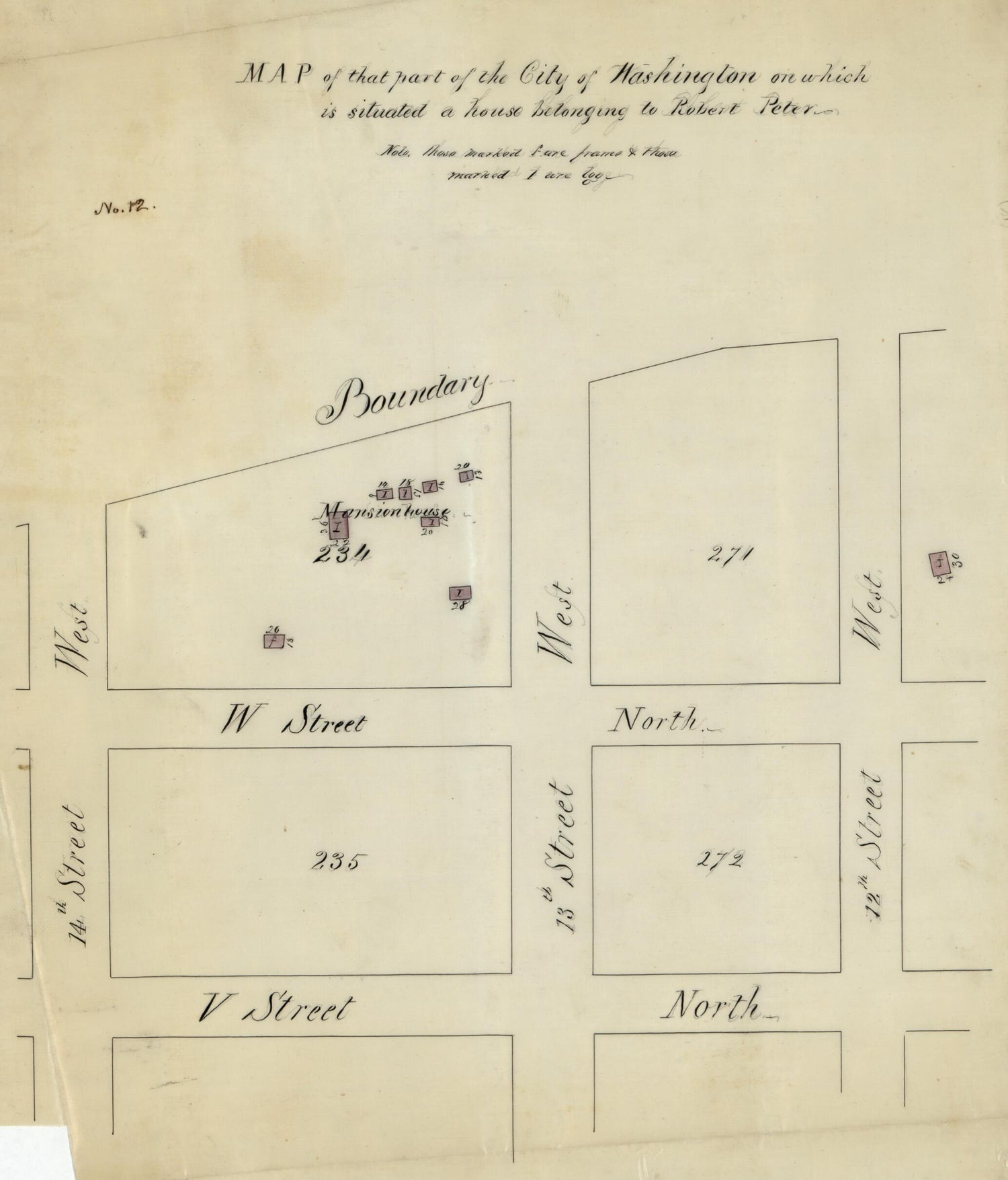 This old map of Map of That Part of the City of Washington On Which Is Situated a House Belonging to Robert Peter from 1796 was created by N. (Nicholas) King in 1796