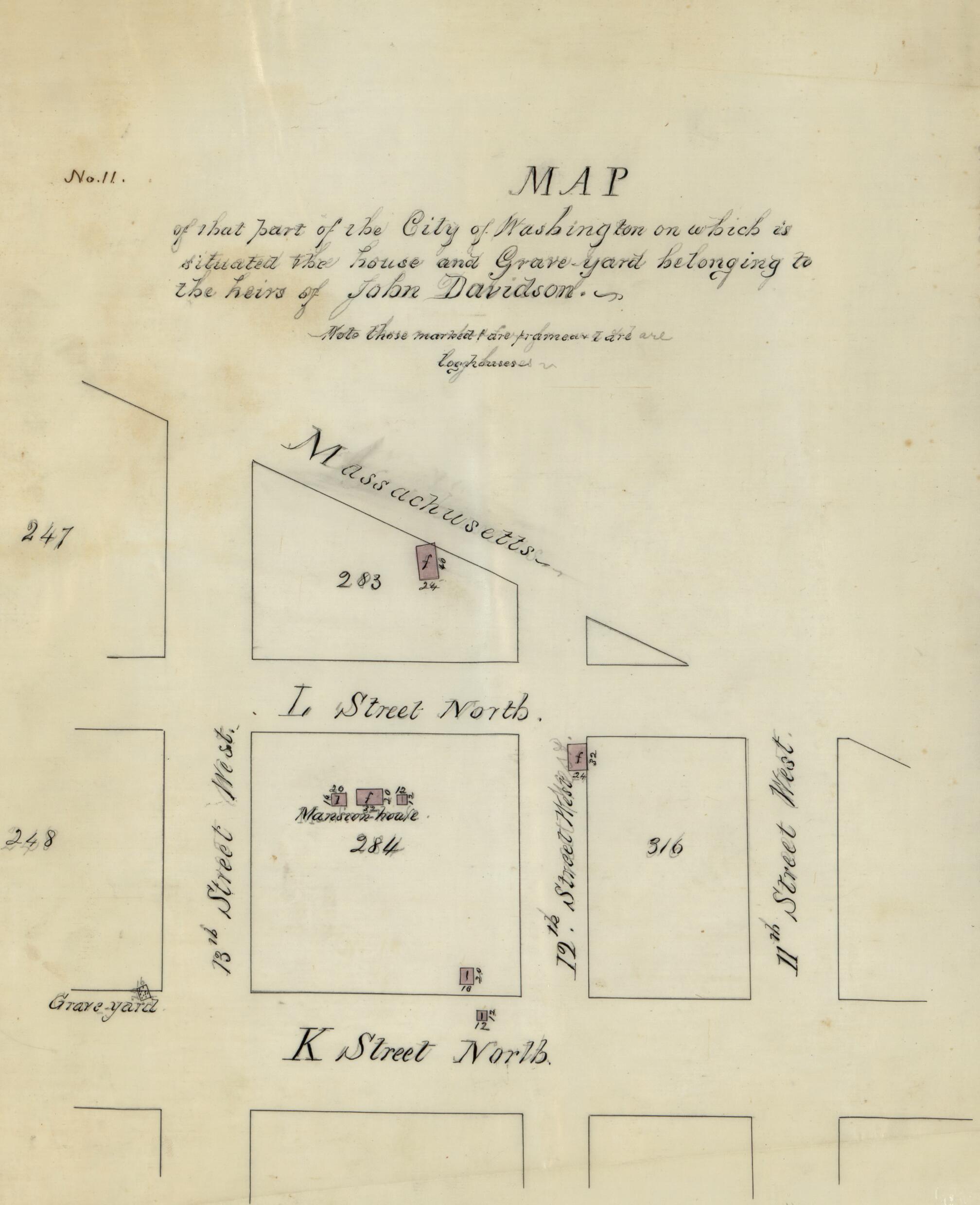 This old map of Yard Belonging to the Heirs of John Davidson from 1794 was created by N. (Nicholas) King in 1794