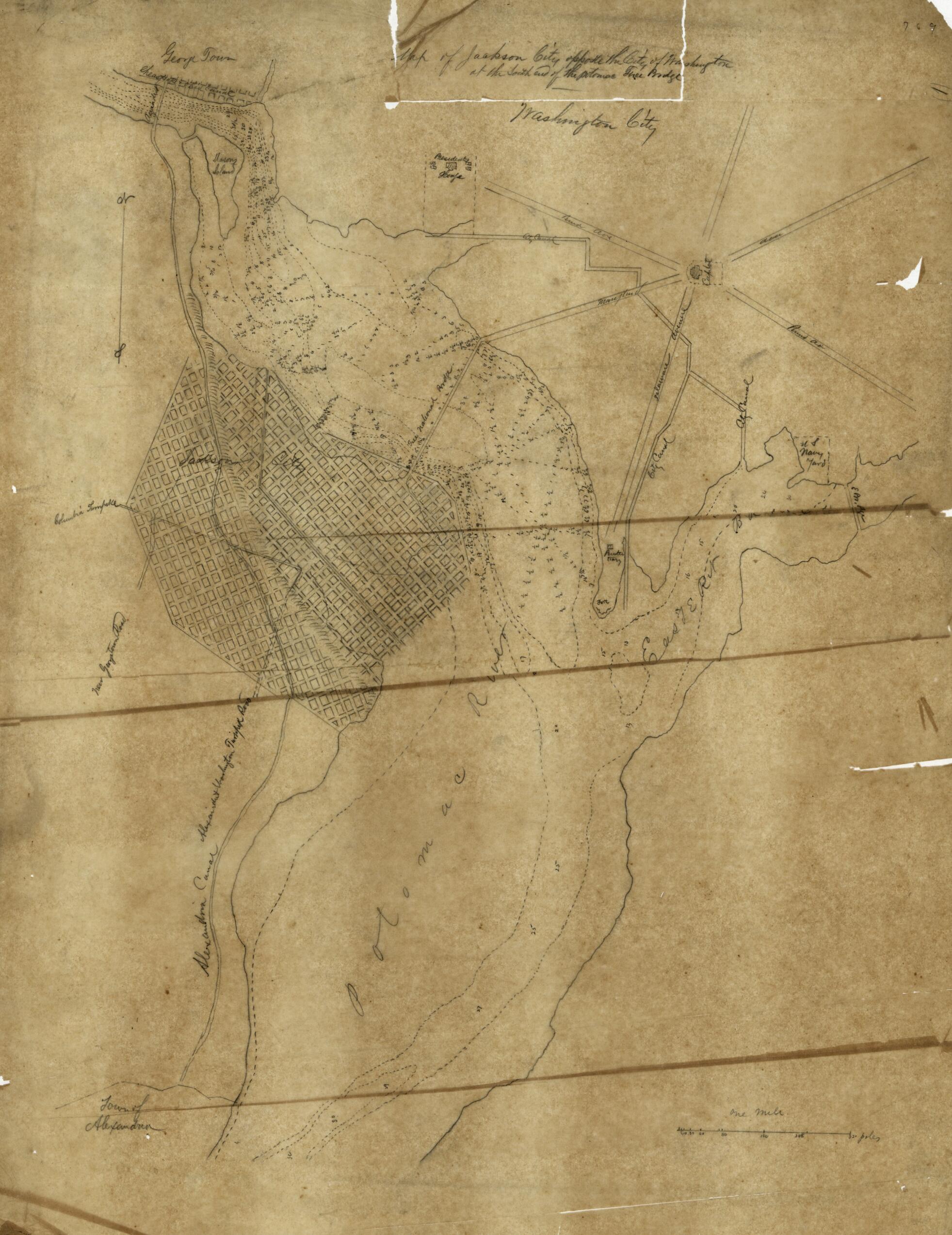 This old map of Map of Jackson City Opposite the City of Washington at the South End of the Potomac Free Bridge from 1843 was created by  in 1843