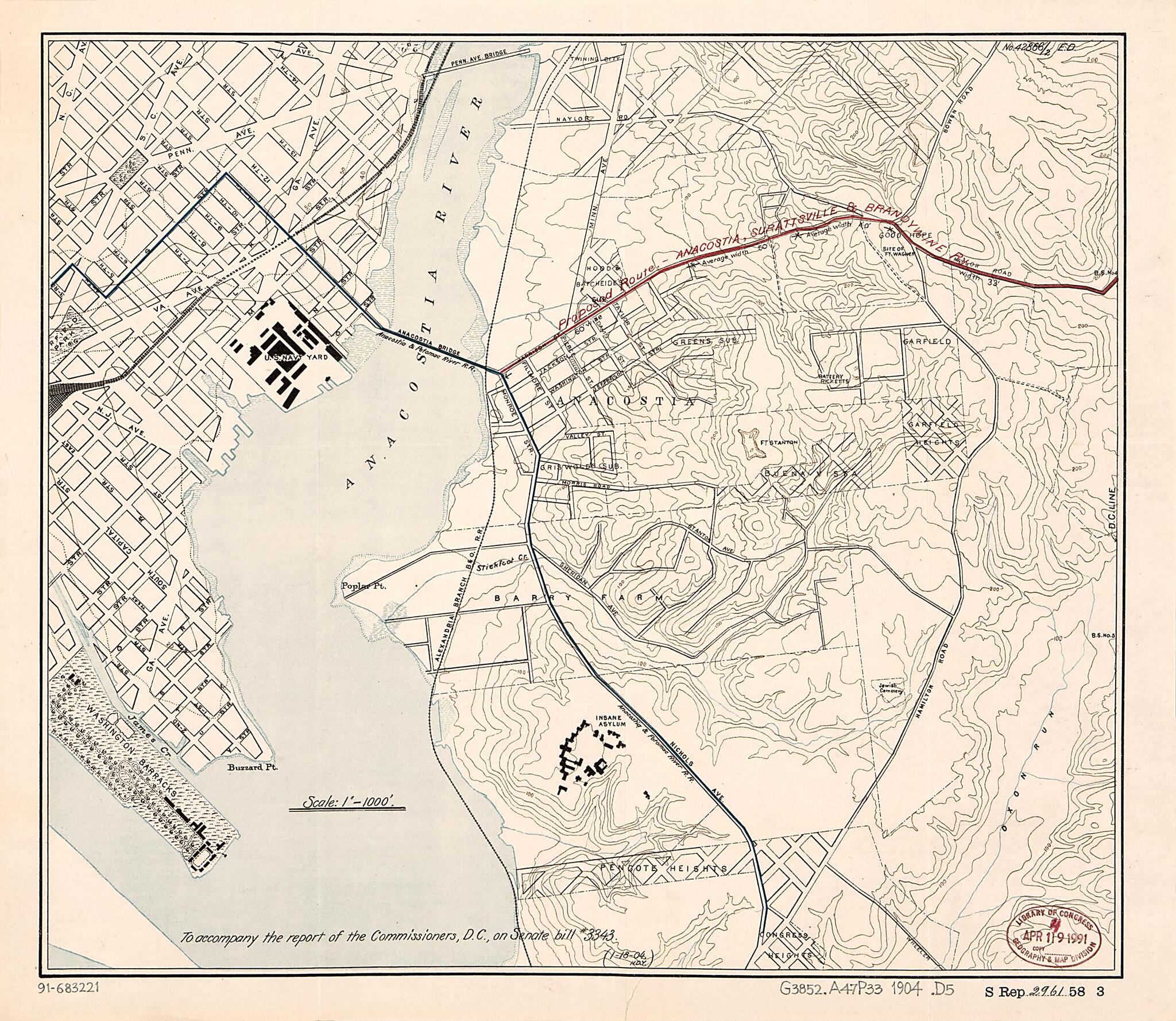 This old map of Map of Streetcar Lines In Anacostia and Surrounding Districts, S.E. Washington D.C. from 1904 was created by  District of Columbia. Board of Commissioners,  United States. Congress. Senate in 1904