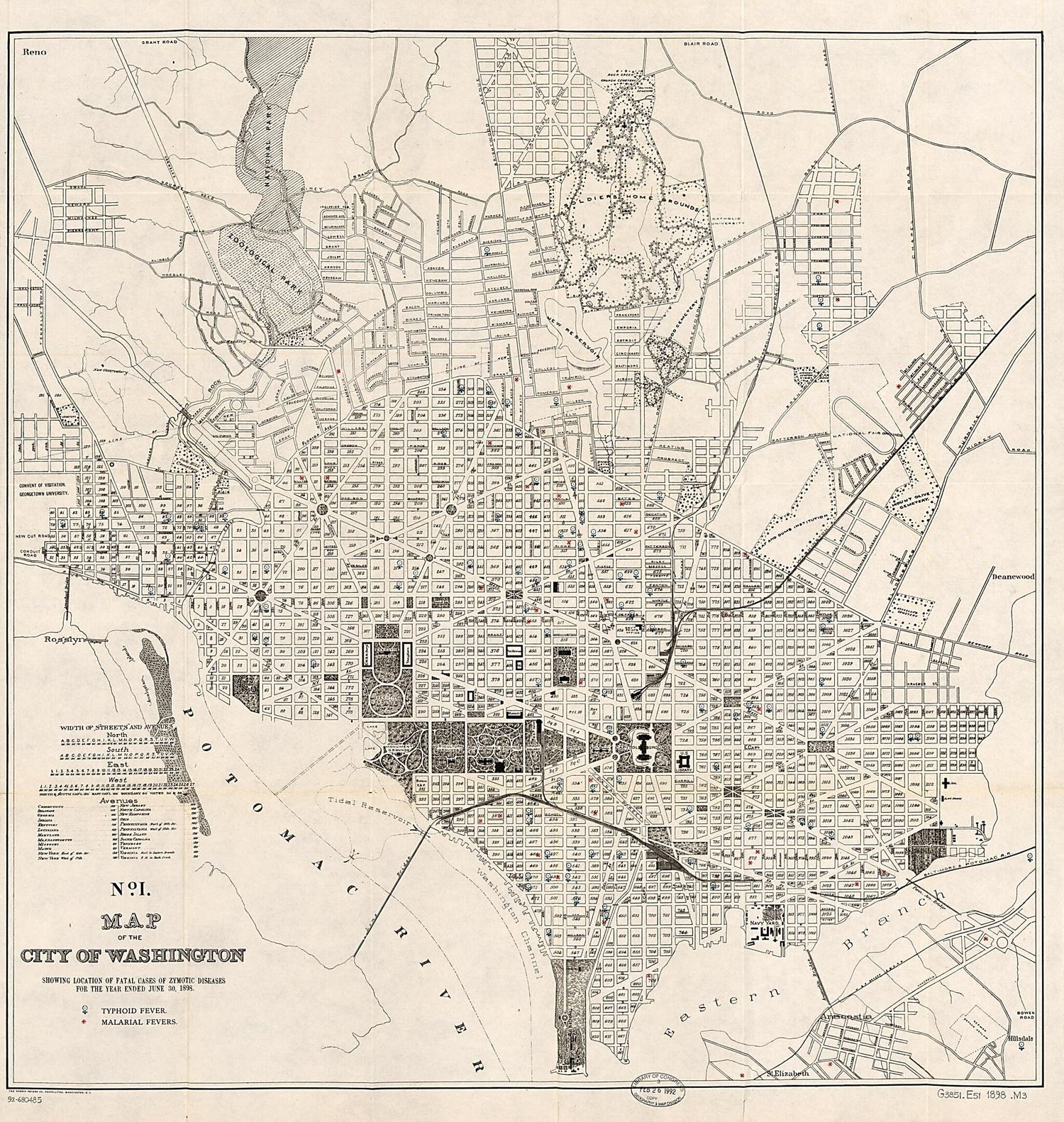 This old map of Map of the City of Washington Showing Location of Fatal Cases of Zymotic Diseases for the Year Ended June 30, from 1898 was created by  Norris Peters Co in 1898