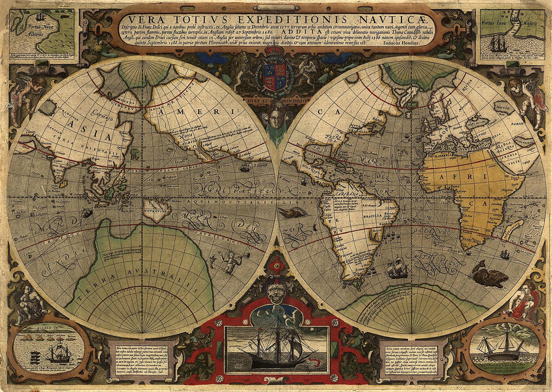 This old map of Vera Totius Expeditionis Nauticæ : Descriptio D. Franc. Draci  from 1595 was created by Jodocus Hondius, Robert H. Power in 1595