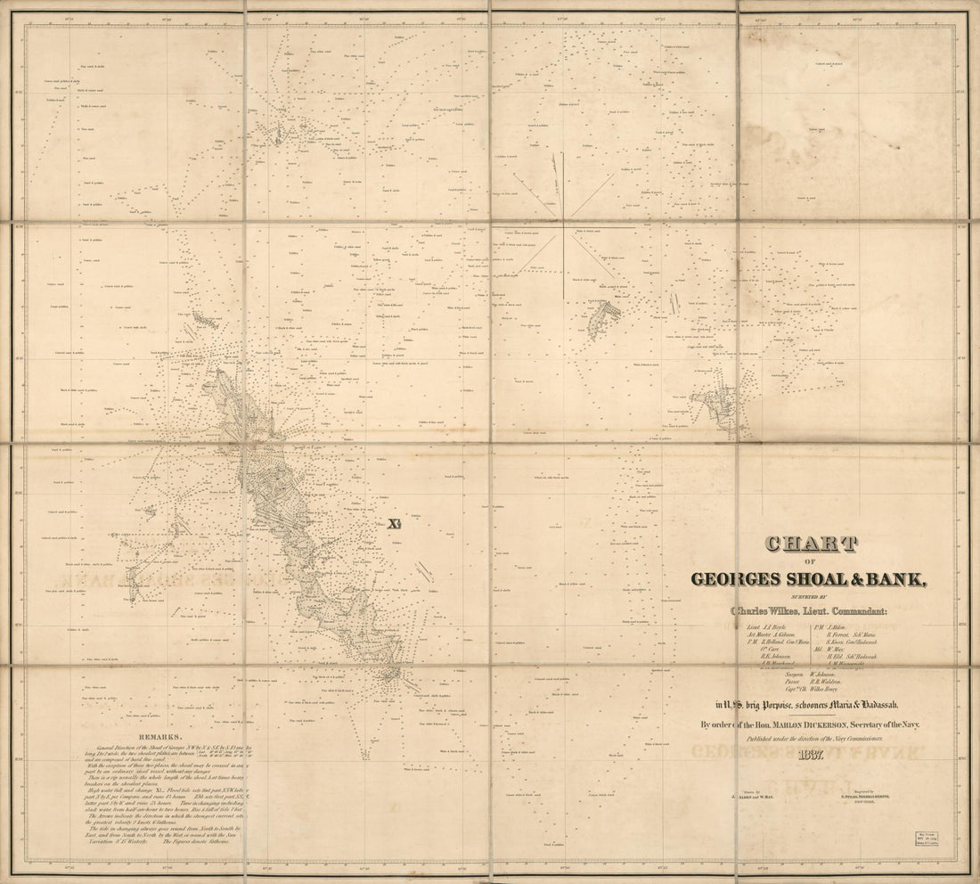 This old map of Chart of Georges Shoal & Bank (Chart of Georges Shoal and Bank) from 1837 was created by Millard Fillmore, Sherman & Smith Stiles, Charles Wilkes in 1837