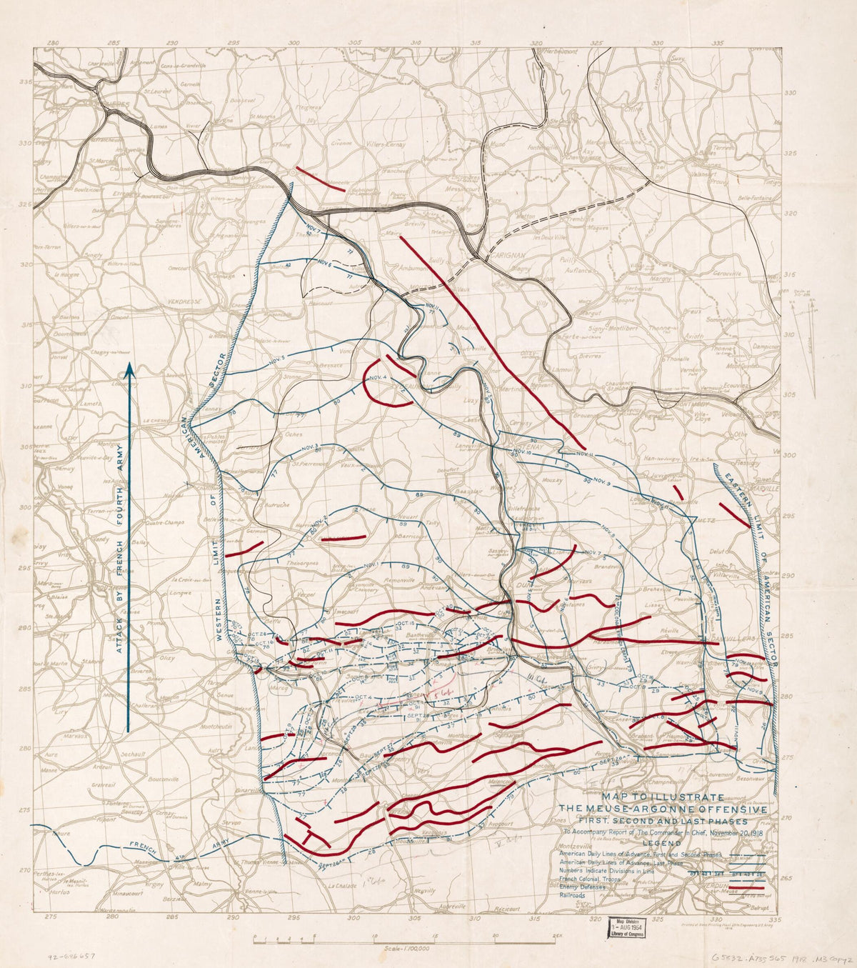 Argonne Offensive : First, Second, and Last Phases 1918 by Relic Map Company