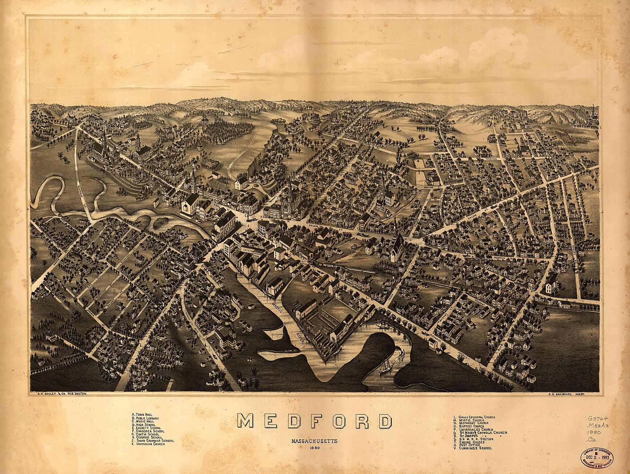 This old map of Medford, Massachusetts : from 1880 was created by Charles H. (Charles Henry) Brainard,  O.H. Bailey &amp; Co in 1880