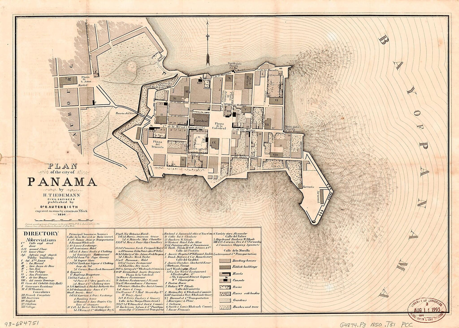 This old map of Plan of the City of Panama from 1850 was created by E. L. Autenrieth, H. Tiedemann in 1850