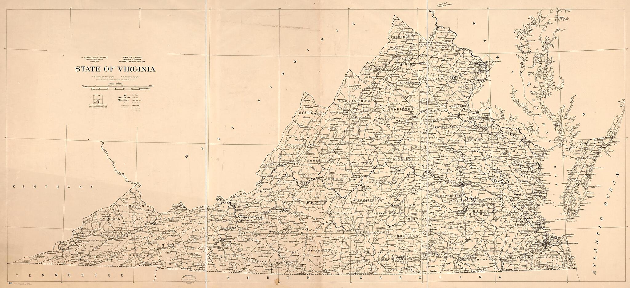 This old map of State of Virginia from 1914 was created by  Geological Survey (U.S.) in 1914