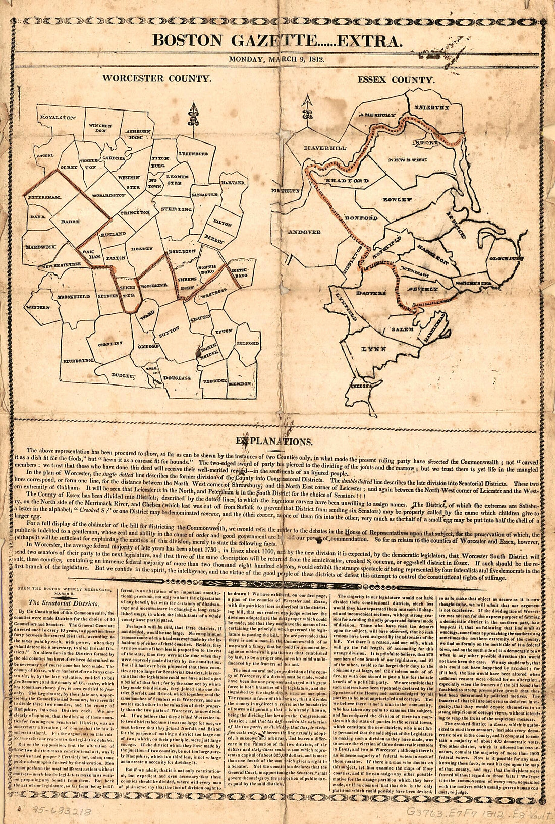 This old map of Essex County ; Worcester County from 1812 was created by  in 1812