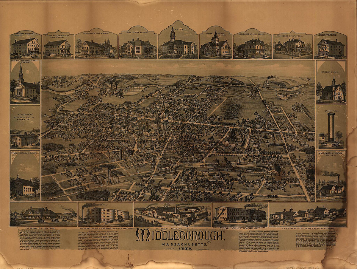Middleborough, Massachusetts 1889 by Relic Map Company