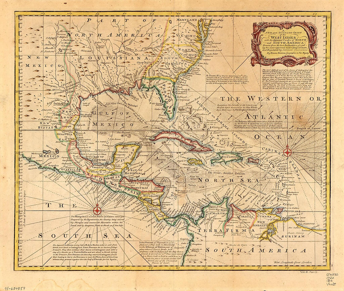 A New and Accurate Chart of the West Indies With the Adjacent Coasts of North and South America 1720 by Relic Map Company