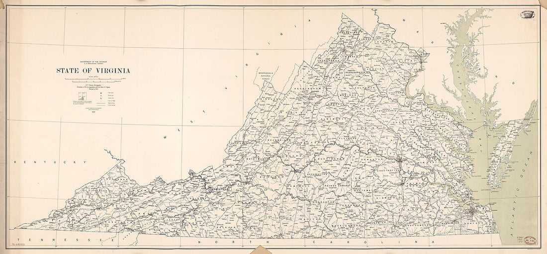 This old map of Virginia from 1925 was created by  Geological Survey (U.S.) in 1925