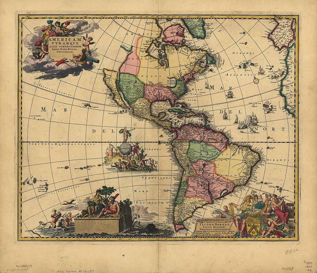 This old map of Americam Utramque : Aliis Correctiorem from 1700 was created by Gerard Van Keulen in 1700