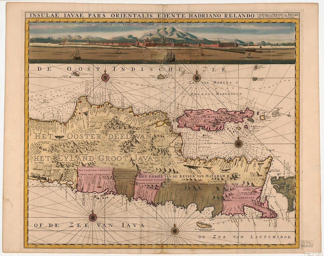 This old map of Insulae Iavae from 1710 was created by Gerard Van Keulen, Adriaan Reelant in 1710