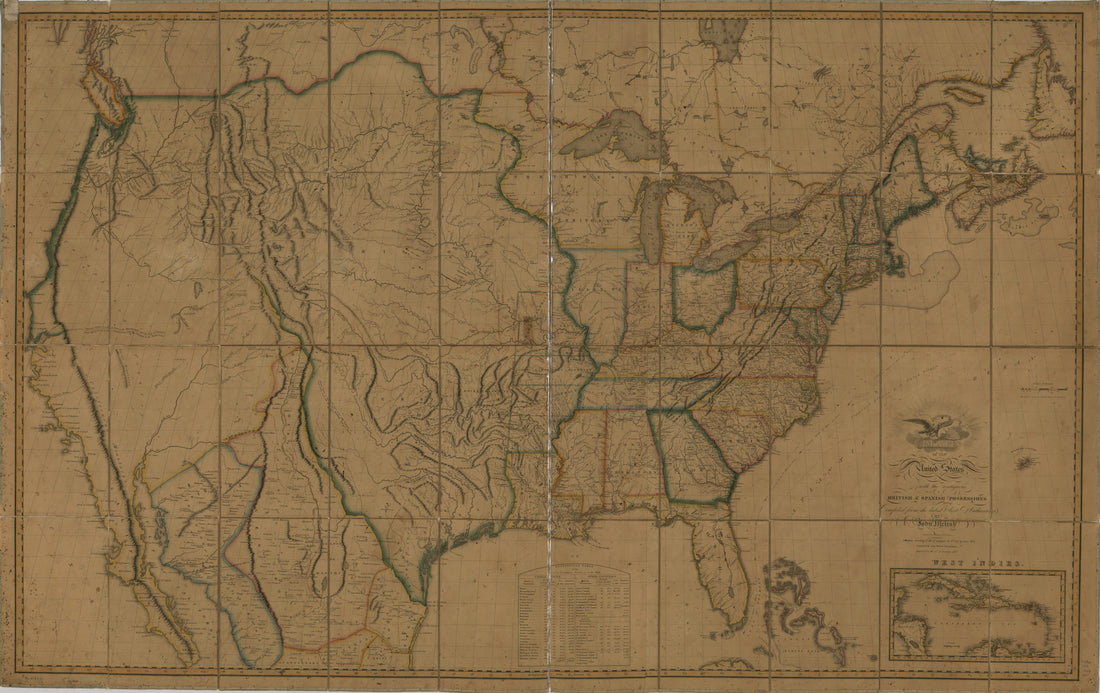 This old map of Map of the United States of America : With the Contiguous British and Spanish Possessions from 1818 was created by John Melish, Henry Schenck Tanner, J. (John) Vallance in 1818