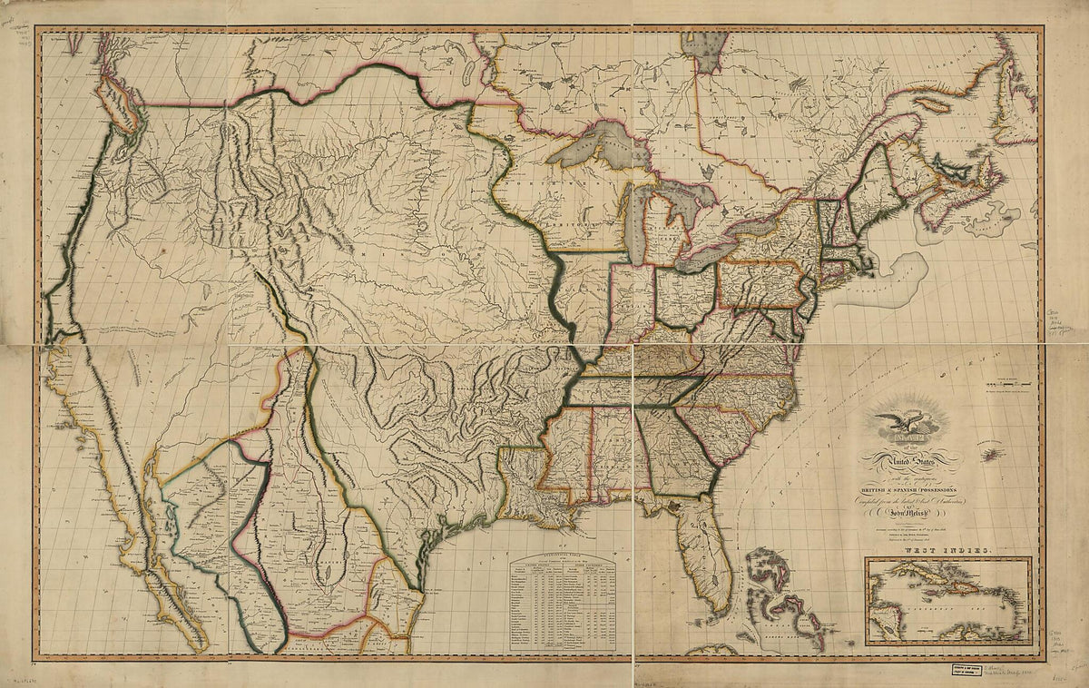 Map of the United States of America : With the Contiguous British and Spanish Possessions in 1818 by Relic Map Company