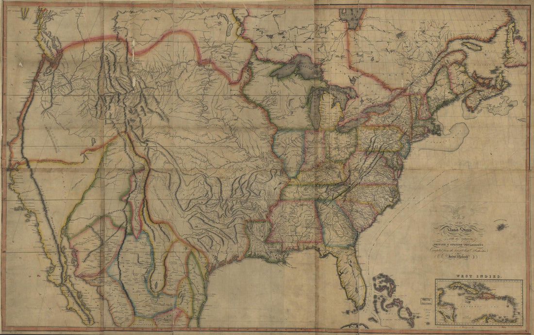 This old map of Map of the United States of America : With the Contiguous British and Spanish Possessions from 1816 was created by John Melish in 1816