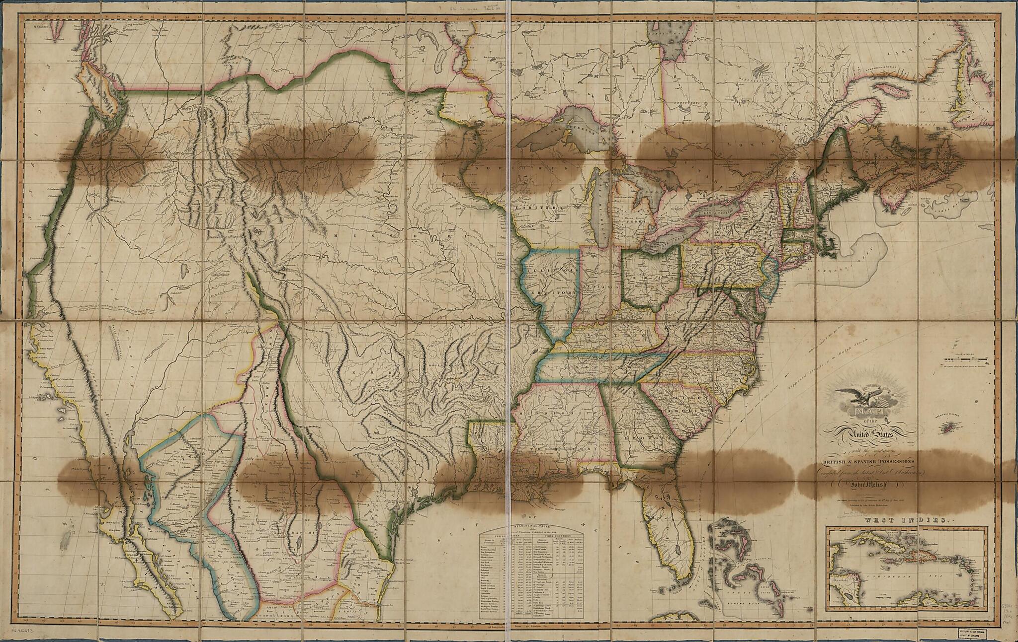 This old map of Map of the United States of America : With the Contiguous British and Spanish Possessions from 1816 was created by John Melish, Henry Schenck Tanner, J. (John) Vallance in 1816