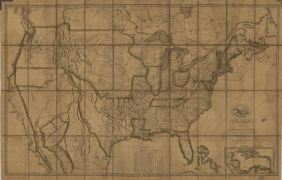 This old map of Map of the United States of America : With the Contiguous British and Spanish Possessions from 1819 was created by John Melish, Henry Schenck Tanner, J. (John) Vallance in 1819