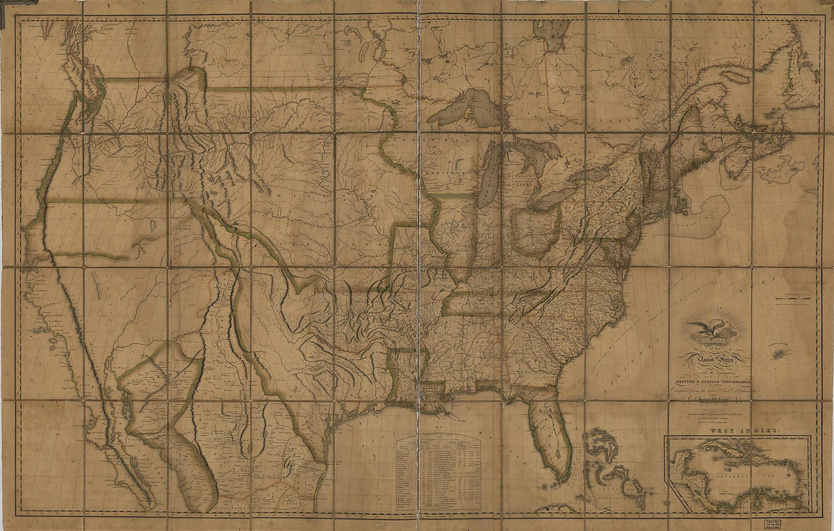 Map of the United States of America : With the Contiguous British and Spanish Possessions 1819 by Relic Map Company