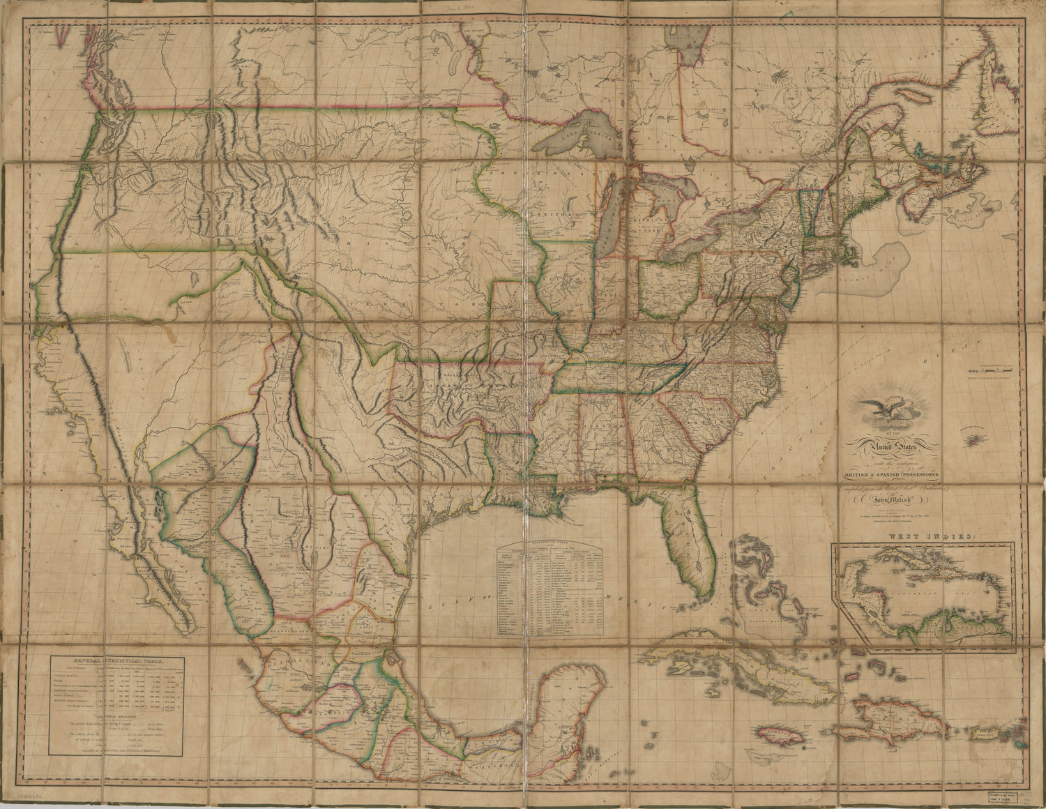 This old map of Map of the United States of America : With the Contiguous British and Spanish Possessions from 1820 was created by John Melish, Henry Schenck Tanner, J. (John) Vallance in 1820