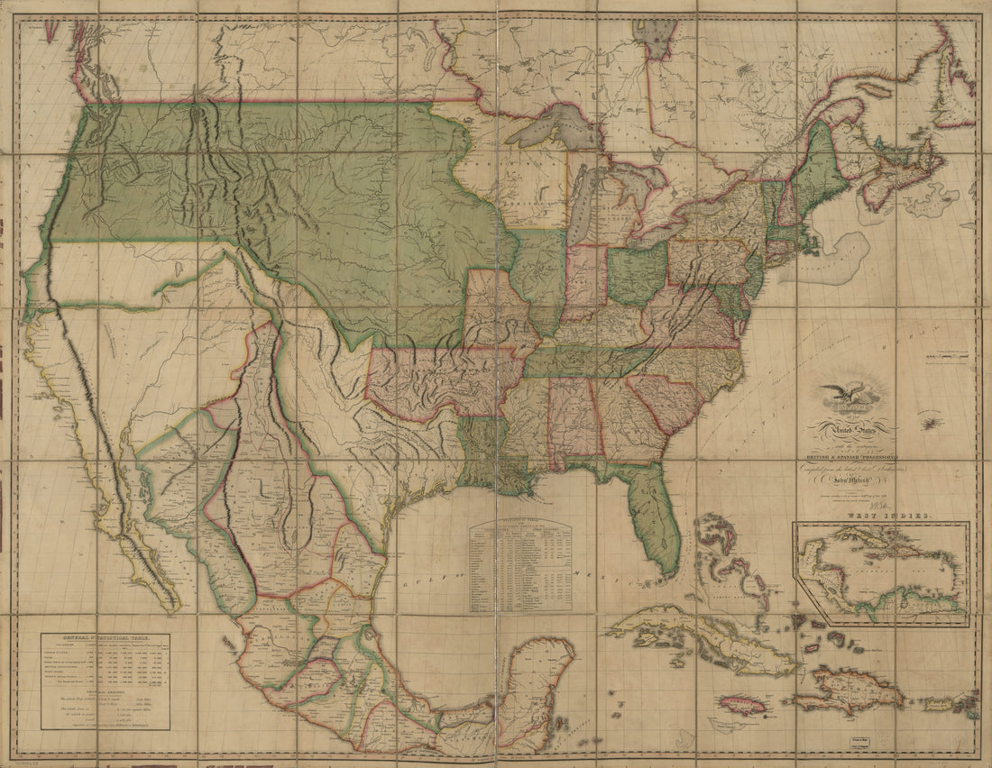 This old map of Map of the United States of America : With the Contiguous British and Spanish Possessions from 1820 was created by John Melish, Henry Schenck Tanner, J. (John) Vallance in 1820