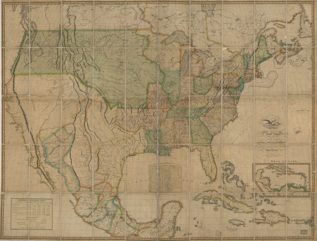 This old map of Map of the United States of America : With the Contiguous British and Spanish Possessions from 1820 was created by John Melish, Henry Schenck Tanner, J. (John) Vallance in 1820