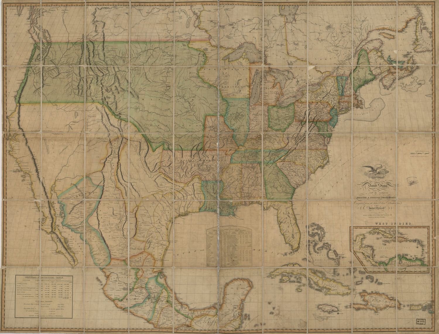 This old map of Map of the United States of America : With the Contiguous British and Spanish Possessions from 1820 was created by John Melish, Henry Schenck Tanner, J. (John) Vallance in 1820