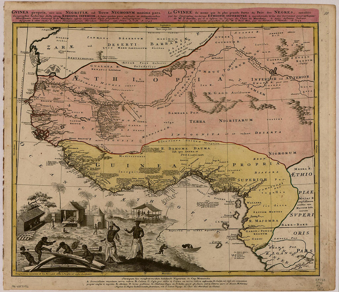 This old map of Gvinea Propria, Nec Non Nigritiae Vel Terrae Nigrorvm Maxima Pars : Geographis Hodiernis Dicta Utraque Aethiopia Inferior, &amp; Hujus Quidem Pars Australis (Guinea Propria, Nec Non Nigritiae Vel Terrae Nigrorum Maxima Pars, Guinee De Meme Qu