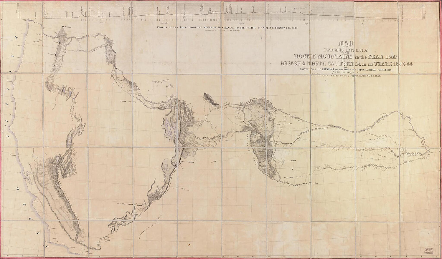 This old map of 44 from 1844 was created by John James Abert, Millard Fillmore, John Charles Frémont in 1844