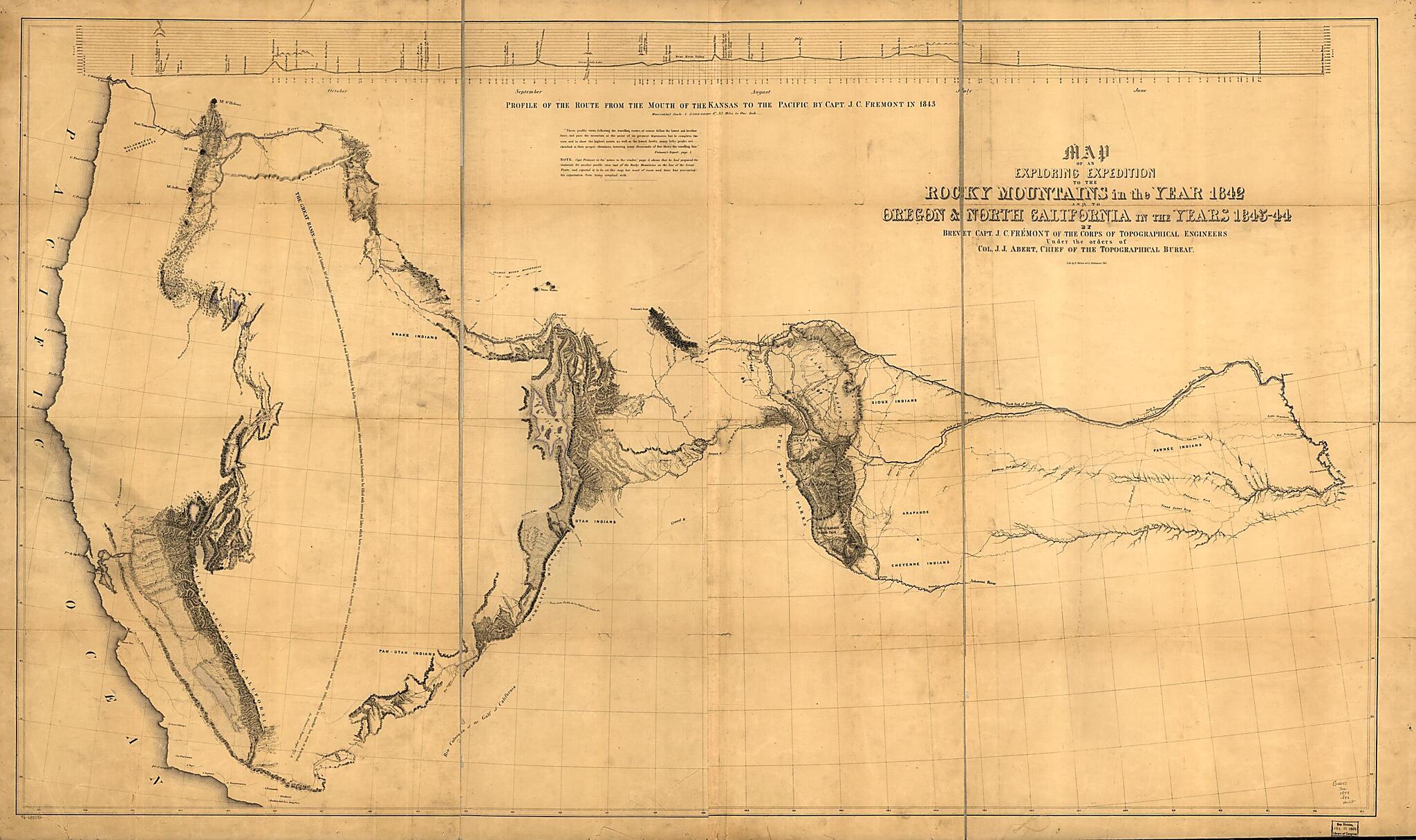 This old map of 44 from 1844 was created by John James Abert,  Edward Weber &amp; Co, John Charles Frémont,  United States. Congress. Senate in 1844