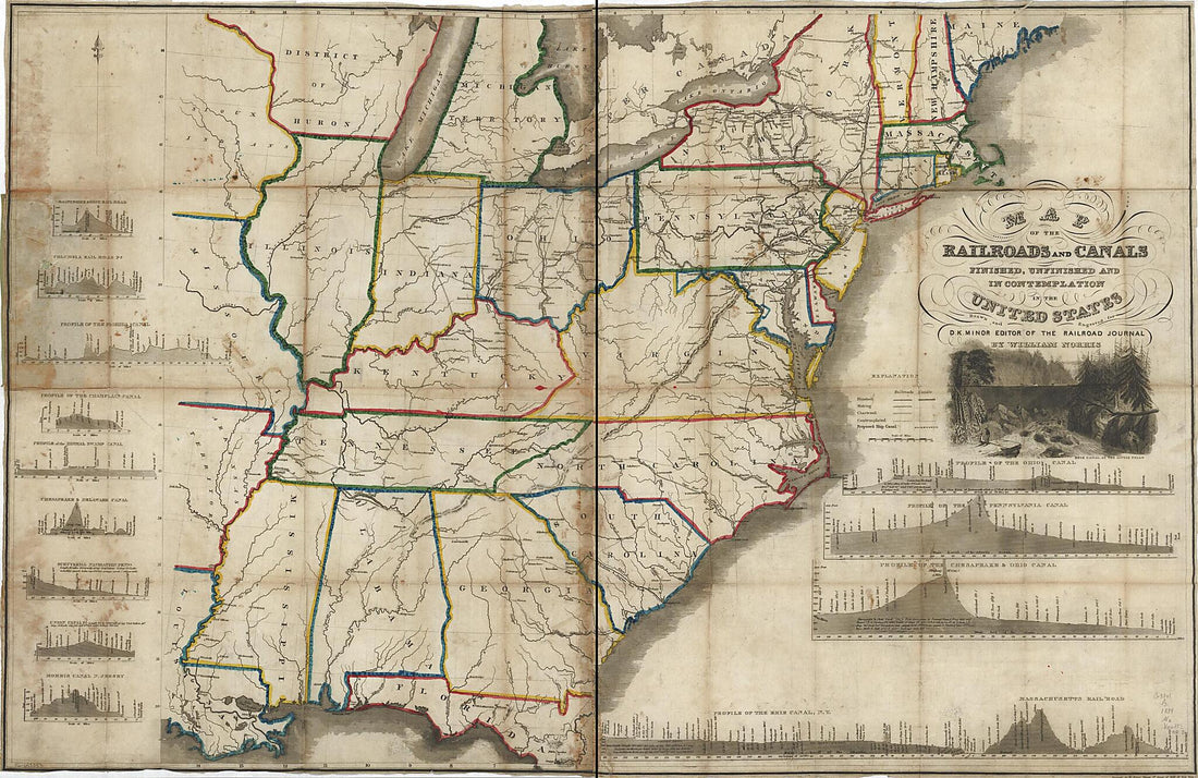 This old map of Map of the Railroads and Canals, Finished, Unfinished, and In Contemplation, In the United States (Rail Road Map) from 1834 was created by Daniel K. Minor, William Norris in 1834