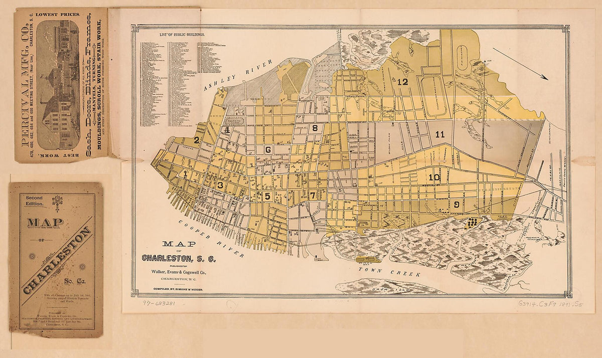 Map of Charleston, So. Ca. : With All Changes Up to July 1st, 1891, Showing Various Election Precincts and Wards (Map of Charleston, S.C.) by Relic Map Company